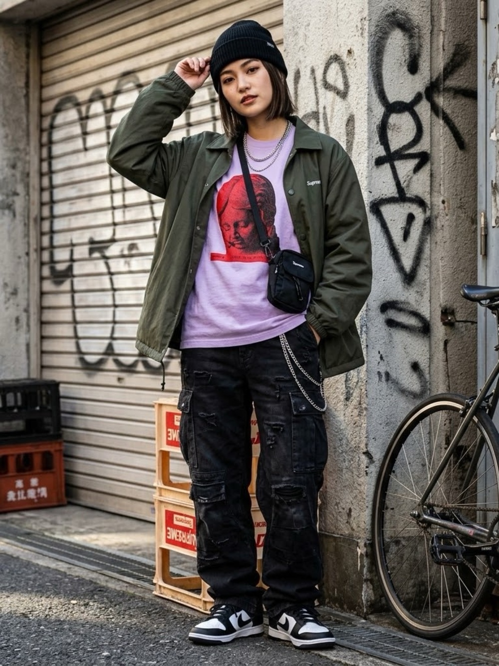 Supreme Lilac Short Sleeve Tee with Red Graphic